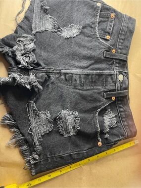Levi's Distressed Black Jean Shorts